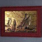 Schilderij met schepen. Platoen plaat., Antiek en Kunst, Ophalen of Verzenden
