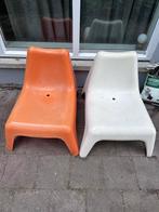 2 IKEA lounge stoelen oranje en wit, Tuin en Terras, Tuinstoelen, Ophalen, Gebruikt, Kunststof