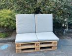 Palletbank met kussens, Ophalen, Gebruikt, Tweepersoons, 75 tot 100 cm