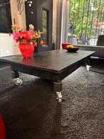 Salonstafel massief eiken zwart, Huis en Inrichting, Tafels | Salontafels, Ophalen, 100 tot 150 cm, Eikenhout, 50 tot 100 cm