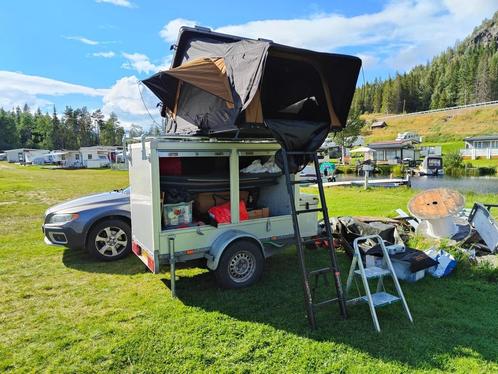 Daktent op trailer geschikt voor offroad wildkamperen, Caravans en Kamperen, Tenten, tot en met 2, Nieuw, Ophalen