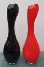 Twee retro vintage vazen vaasjes, Overige kleuren, Verzenden, Minder dan 50 cm, Glas