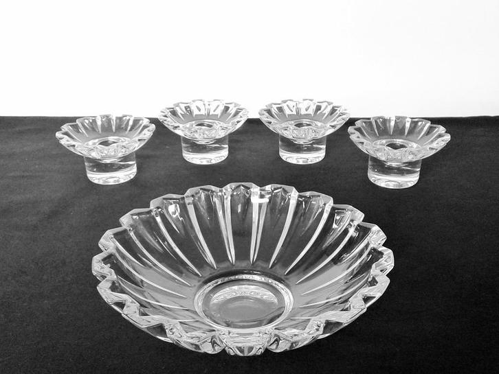 Kandelaar (4) Schaal (1) Kristal Villeroy & Boch, Antiek en Kunst, Antiek | Kandelaars, Kristal, Ophalen of Verzenden