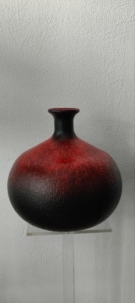 VINTAGE VEBA-GLAS  "ATHENE" ZWART ROOD, Antiek en Kunst, Antiek | Vazen, Ophalen