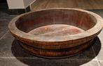 Oude grote olijfbak, Huis en Inrichting, Ophalen, Gebruikt, Rond, Hout