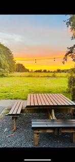 Vierkante, 8-persoons picknicktafel, Tuin en Terras, Picknicktafels, Ophalen, Gebruikt, Rechthoekig, Hout