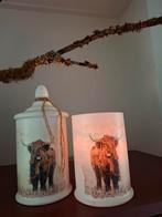 Windlicht. Vaas. Pot. Schotse hooglanders. Set van glas, Ophalen, Zo goed als nieuw