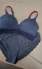Donker blauw setje met kant, Lingerie, Verzenden, Blauw, Setje
