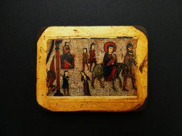 Icoon De vlucht naar Egypte omrand met bladgoud Maria Jezus beschikbaar voor biedingen