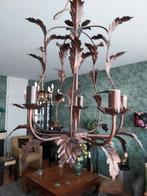 Leuk hanglamp 6 arms  roestbruin kroon luchter, Huis en Inrichting, Ophalen, Gebruikt, Glas