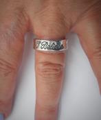 Zilveren bijzondere vintage religie ring I Believe nr.927