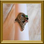 Mooie zilveren ring met markasietjes en edelsteentjes, Ophalen of Verzenden, Zilver, Ring, Met edelsteen