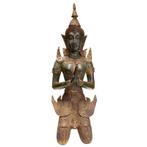 Thaise bronzen tempelwachters – knielend paar – Lot 433, Ophalen of Verzenden, Gebruikt