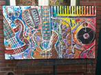 Karakteristiek 60e jaren Schilderij "Muziek" Olieverf/Canvas, Antiek en Kunst, Kunst | Schilderijen | Klassiek, Ophalen of Verzenden