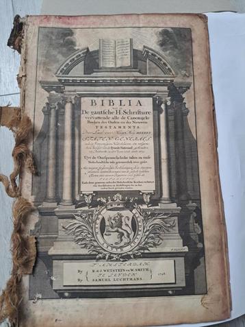 1728 Statenbijbel Wetstein Smit en Luchtmans Zeldzame uitg. beschikbaar voor biedingen