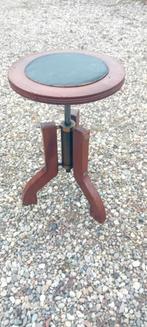 Art-Deco Kruk verstelbaar draaiend leren zitting, Ophalen, In hoogte verstelbaar, Gebruikt, Hout