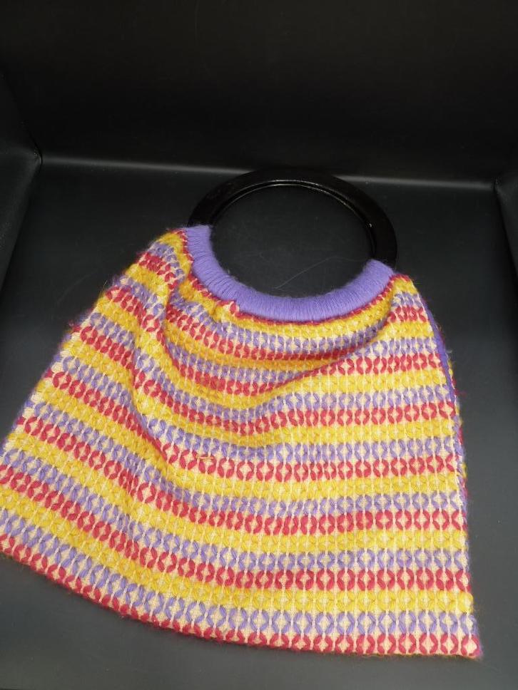 Handgemaakte stoffen tas uit de jaren 70, Sieraden, Tassen en Uiterlijk, Tassen | Damestassen, Zo goed als nieuw, Shopper, Ophalen of Verzenden