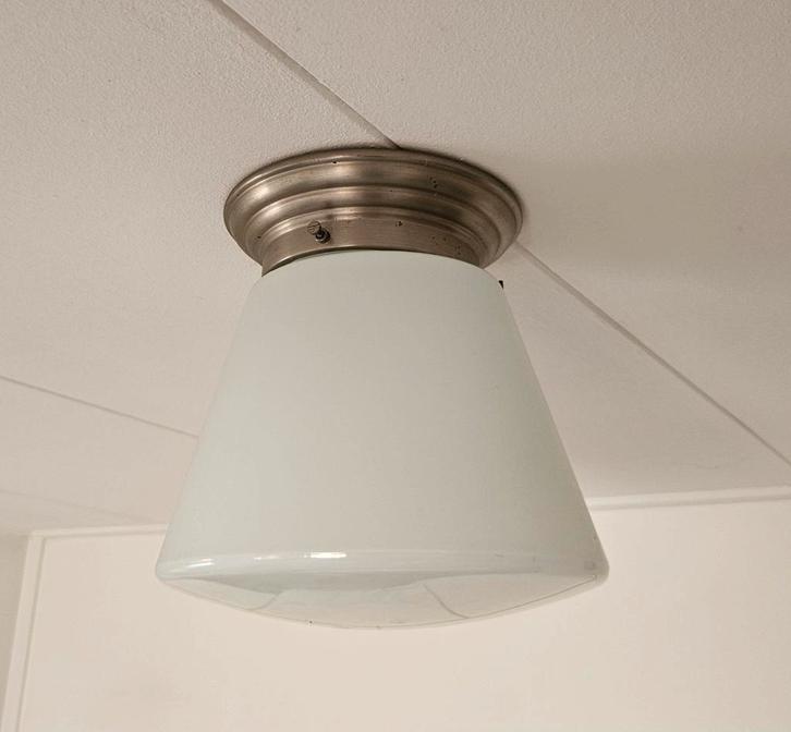 Gispen Plafondlamp - 24x24 cm, Huis en Inrichting, Lampen | Plafondlampen, Gebruikt, Glas, Metaal, Ophalen