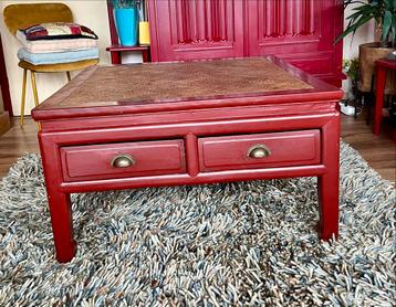 Salontafel met Laden - 88x88x50cm - Vintage Look