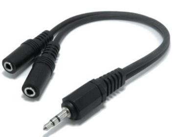 3.5mm Audio Jack Splitter Stereo 0,20m - zwart (Nieuw) beschikbaar voor biedingen