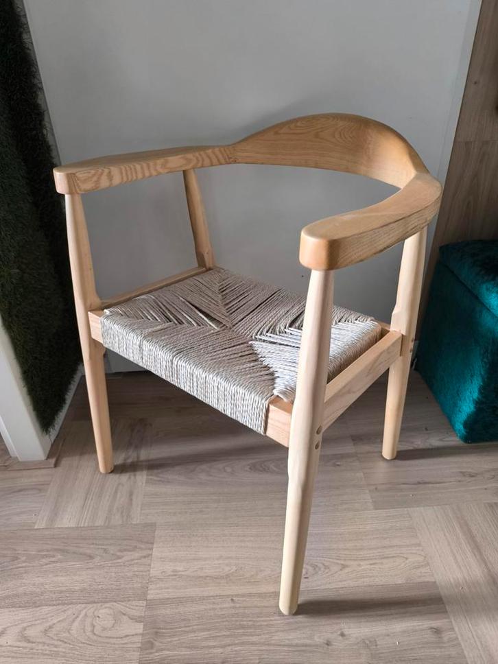 Set van 4 stoelen met armleuning, Huis en Inrichting, Stoelen, Zo goed als nieuw, Vier, Hout, Riet of Rotan, Overige kleuren, Ophalen