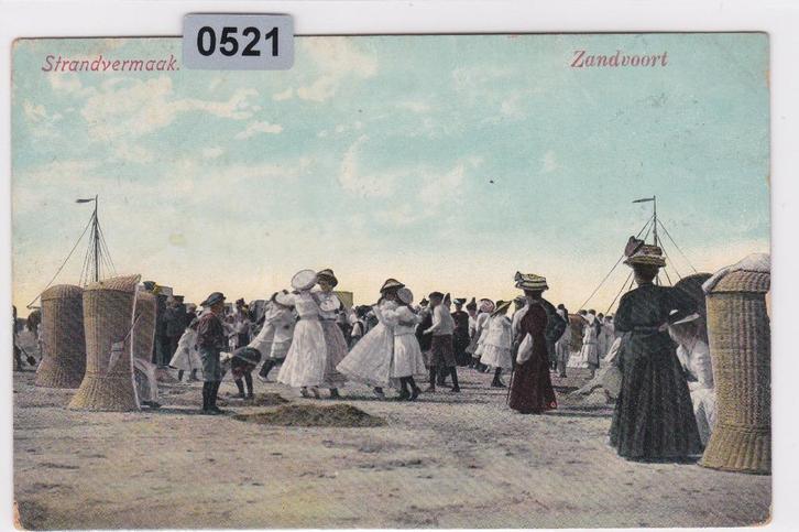 150521 Strandvermaak Zandvoort gelopen unieke kaart 1912, Verzamelen, Ansichtkaarten | Nederland, Gelopen, Noord-Holland, Voor 1920