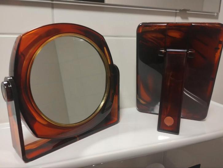 Vintage jaren zeventig lucite spiegel set, Antiek en Kunst, Curiosa en Brocante, Ophalen of Verzenden