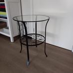 Ikea bijzettafeltje zwart met glas, Huis en Inrichting, Minder dan 55 cm, Rond, Ophalen, 45 tot 60 cm