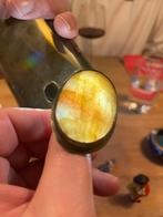 Oude Vintage statement ring vermoedelijk zilver en barnsteen, Ophalen of Verzenden, Zilver, Dame