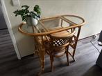 Rotan tafel bureau met stoel, Overige materialen, Gebruikt, Ophalen of Verzenden, Ovaal
