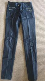 Donker blauwe gecoate broek ( iets glanzend ) Mt XS (34), Blauw, Ophalen of Verzenden, Zo goed als nieuw, Maat 34 (XS) of kleiner