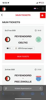 2 of 4 tickets feyenoord celtic vak, Tickets en Kaartjes, Drie personen of meer, Maart
