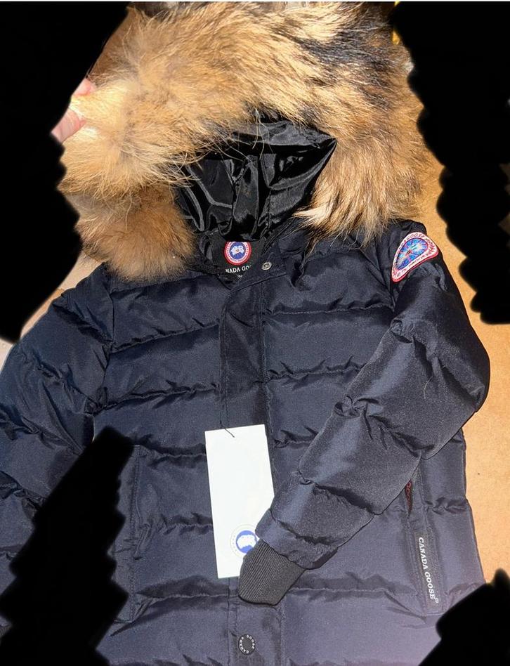 Warme Canada goose winter jas met bont kleur blauw, Kinderen en Baby's, Kinderkleding | Overige, Nieuw, Jongen of Meisje, Ophalen