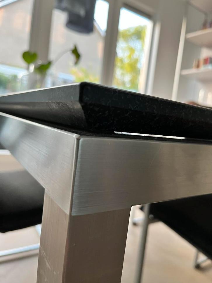 Metaform Eettafel met Granieten Blad - moet weg, Huis en Inrichting, Tafels | Eettafels, Gebruikt, 100 tot 150 cm, 150 tot 200 cm