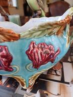 Franse brocante barbotine vaas jardiniere art deco majolica, Ophalen of Verzenden