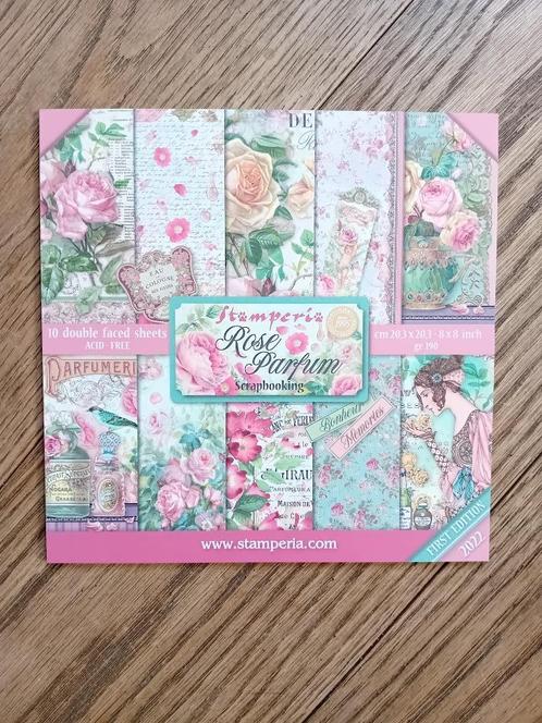 8x8 inch Stamperia 'Rose Parfume' scrappapier blok, Hobby en Vrije tijd, Scrapbooking, Nieuw, Papier of Karton, Overige merken