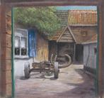 Cor Vons (1903-1980): Binnenplaats met wagen, pastel, 1943, Ophalen of Verzenden