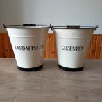 EMAILLE CRÈME/WITTE AARDAPPELEN EN GROENTEN EMMER MERK EDY., Antiek en Kunst, Ophalen of Verzenden