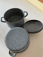 Vintage Emaille Pannenset 3-delig, Ophalen, Gebruikt, Overige materialen, Pannenset