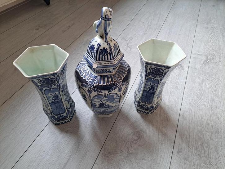 Delfts Blauw Boch Vaas Set, Antiek en Kunst, Antiek | Keramiek en Aardewerk, Ophalen of Verzenden