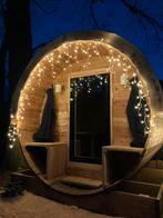 Lig Sauna | Barrel sauna | 6 pers. | trekkershutI Ø2,06x2.6m, Sport en Fitness, Sauna, Ophalen, Zo goed als nieuw, Fins of Traditioneel