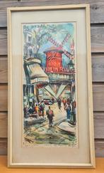 Vintage schilderij van Parijs Moulin Rouse, Ophalen of Verzenden