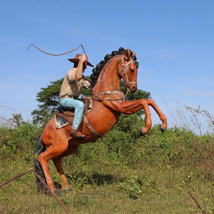 Stockman on Stallion Horse - Paard met Cowboy lifesize, Verzamelen, Beelden en Beeldjes, Nieuw, Ophalen