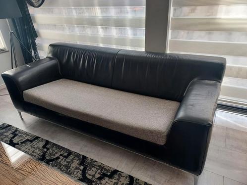 half leder bankstellen 3+2 zits, Huis en Inrichting, Banken | Bankstellen, Gebruikt, Stof, Ophalen