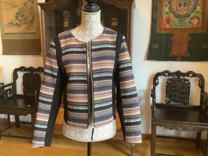 Liggend gestreept H&M jasje met ritssltuiting voorkant mt 36, Kleding | Dames, Jasjes, Kostuums en Pakken, Zo goed als nieuw, Maat 36 (S)