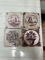 Oud Hollandse tegels 4 stuks, Ophalen, Gebruikt, Minder dan 20 cm, Minder dan 5 m²