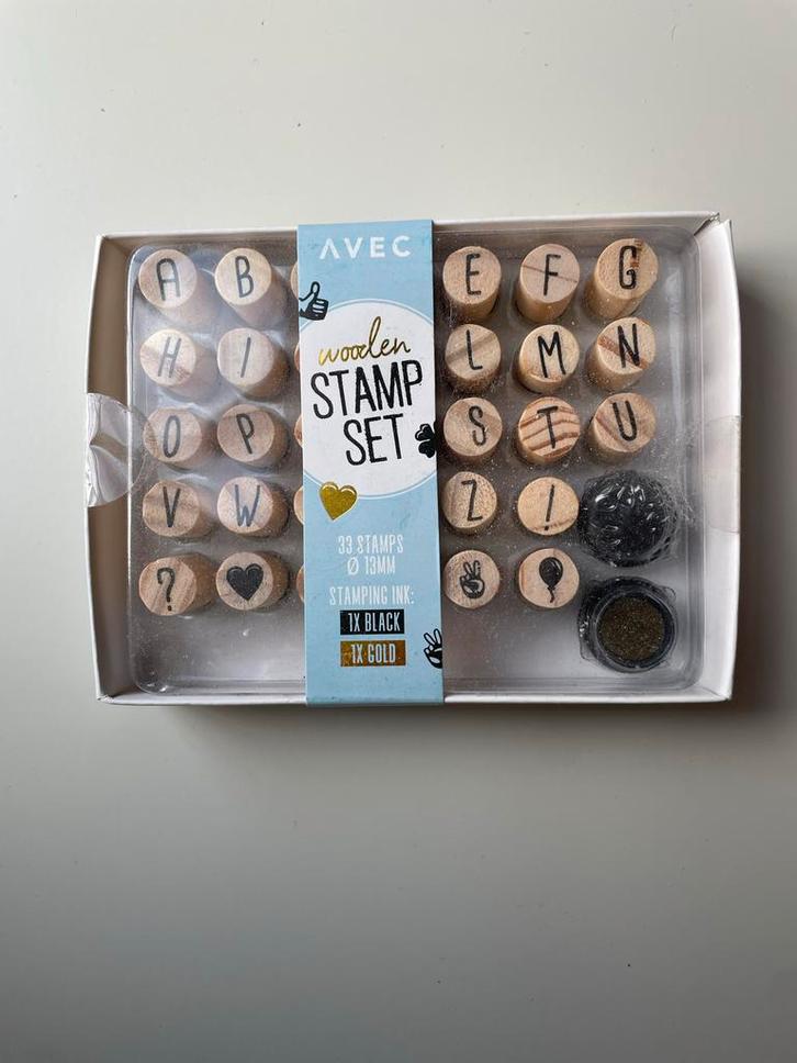 Houten Stempelset - Letters & Symbolen, Hobby en Vrije tijd, Stempelen, Nieuw, Houten stempel, Ophalen of Verzenden