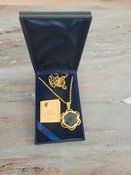 Ketting met loep en Swarovski kristal elementen, Ophalen of Verzenden, Zo goed als nieuw, Goud