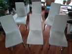 6 eetkamer stoelen, wit skai en staal, Ophalen, Gebruikt, Wit, Vijf, Zes of meer stoelen