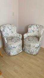 Vintage Fauteuils met Bloemenmotief - Set van 2, Ophalen, Minder dan 75 cm, Zo goed als nieuw, Stof